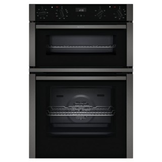 NEFF N 50 Circotherm Built in Double Oven Black Glass with Graphite Grey Trims 88cm - U1ACE2HG0B