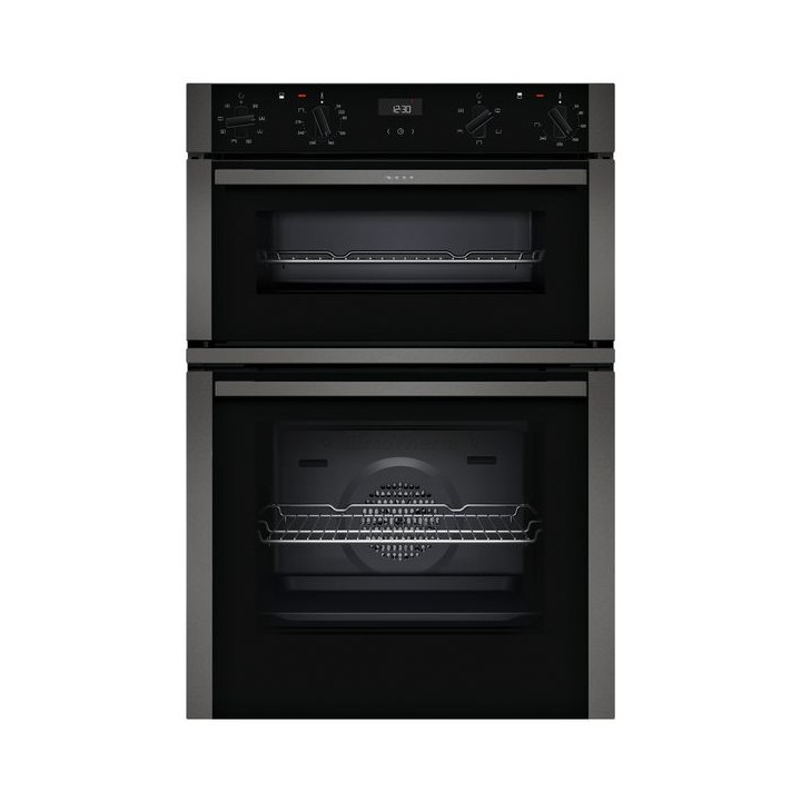 NEFF N 50 Circotherm Built in Double Oven Black Glass with Graphite Grey Trims 88cm - U1ACE2HG0B