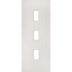 Deanta Ely White Primed Glazed 3 Lite Fire Door 30m 1981mm x 610mm x 45mm