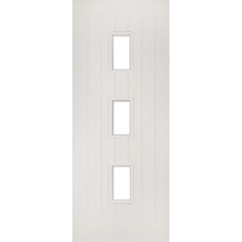 Deanta Ely White Primed Glazed 3 Lite Fire Door 30m 1981mm x 610mm x 45mm