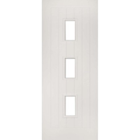 Deanta Ely White Primed Glazed 3 Lite Fire Door 30m 1981mm x 610mm x 45mm