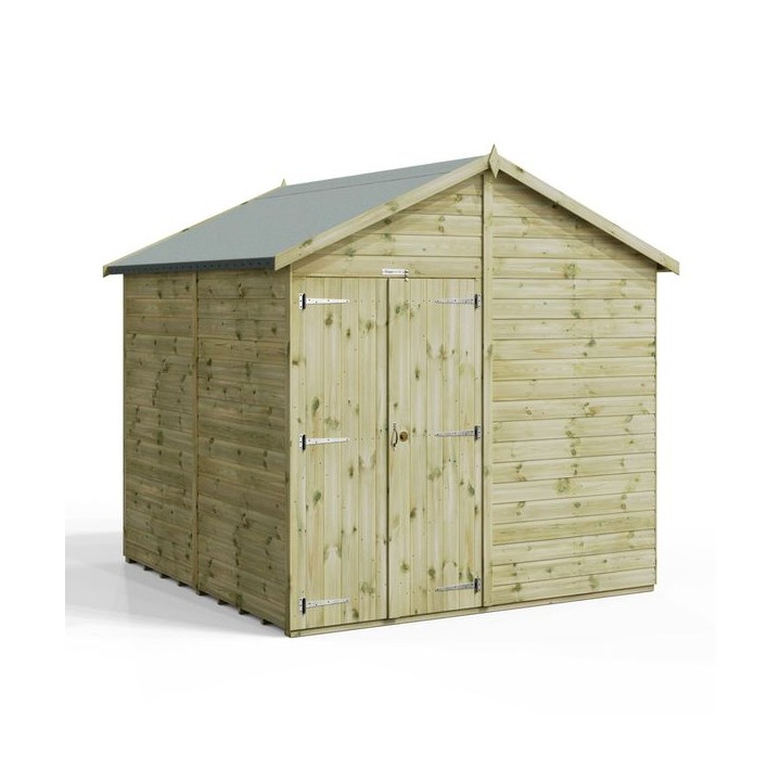 8x8 Premium Powersheds Apex No Windows Double Doors