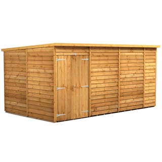 14 x 8 Power Overlap Pent Windowless Double Door Shed