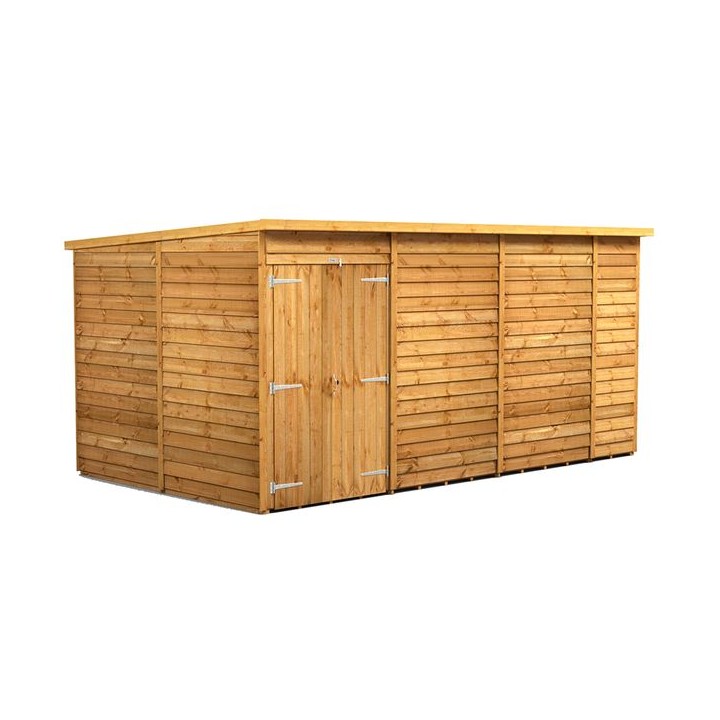 14 x 8 Power Overlap Pent Windowless Double Door Shed