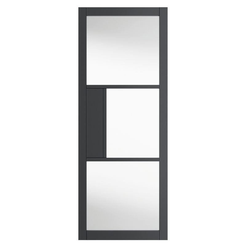 JB Kind Cosmo Grey Pre Finished Clear Glazed Door 1981 x 610 x 35mm