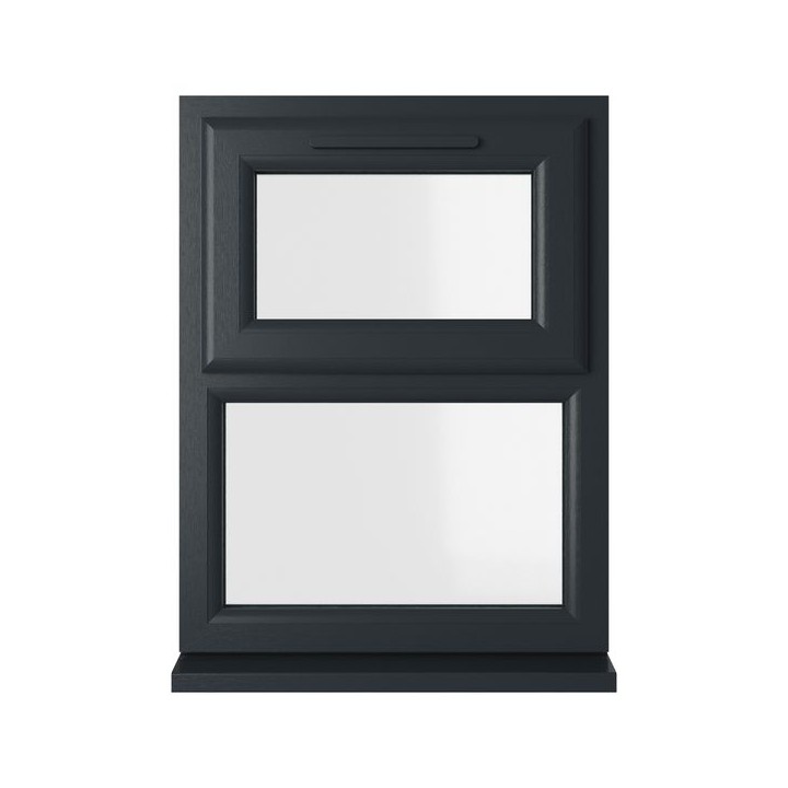 Crystal Triple Glazed uPVC Grey/White Window Top Hung 610mm x 965mm Clear