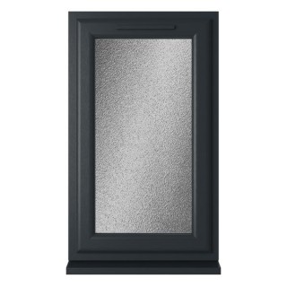 Crystal Triple Glazed uPVC Grey/White Window Top Hung 610mm x 1040mm Obscure