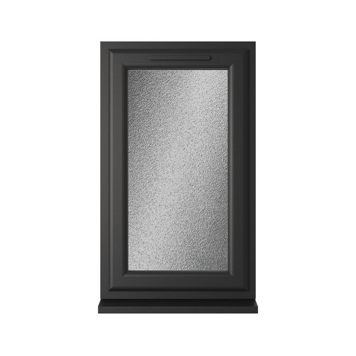 Crystal Double Glazed uPVC Window Black/White Right Hung 1190mm x 610mm Obscure