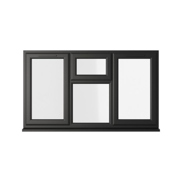 Crystal Triple Glazed uPVC Window Black/White Left & Right Hung 1770mm x 965mm Clear