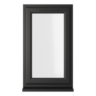 Crystal Triple Glazed uPVC Window Black/White Left Hung 610mm x 1190mm Clear