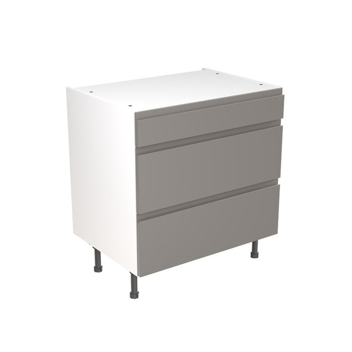 Flatpack Three Drawer Base Unit J-pull Ultra Matt Dust Grey 800mm - FKKJ0807