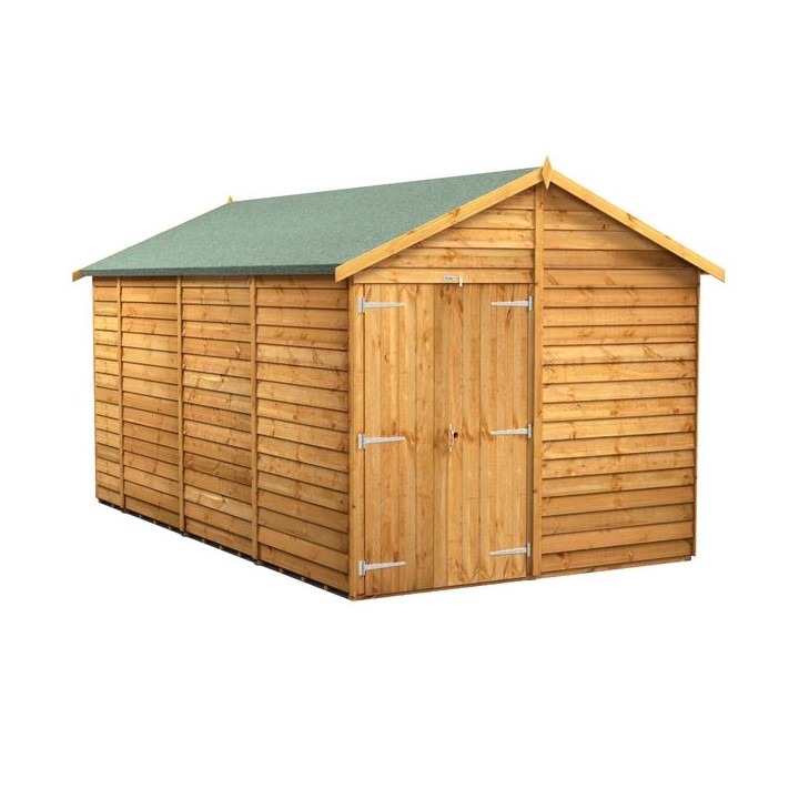 14 x 8 Power Overlap Apex Windowless Double Door Shed