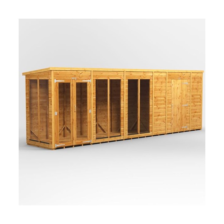 20 x 4 Power Pent Summerhouse With 6ft Side Store