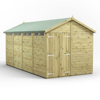 16x8 Premium Powersheds Security Apex Double Doors