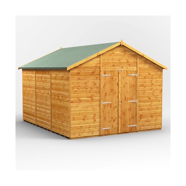 12 x 10 Power Apex Windowless Double Door Shed