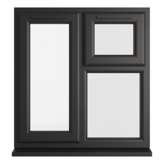 Crystal Triple Glazed uPVC Window Black/White Left Hung 905mm x 965mm Clear