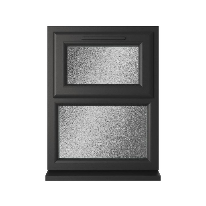 Crystal Triple Glazed uPVC Window Black/White Top Hung 1190mm x 965mm Obscure
