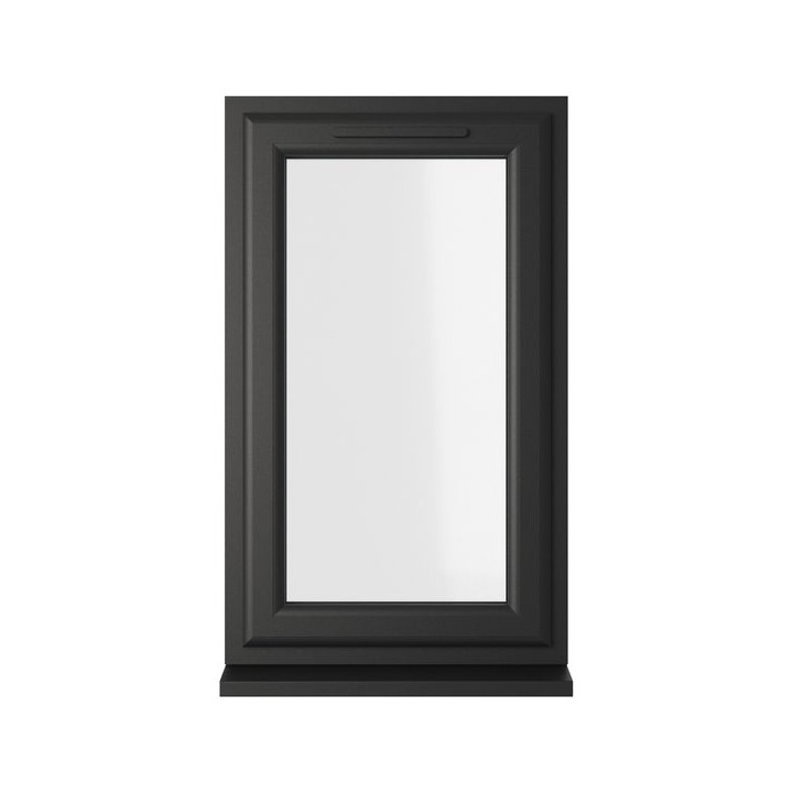 Crystal Double Glazed uPVC Window Black/White Right Hung 1190mm x 610mm Clear