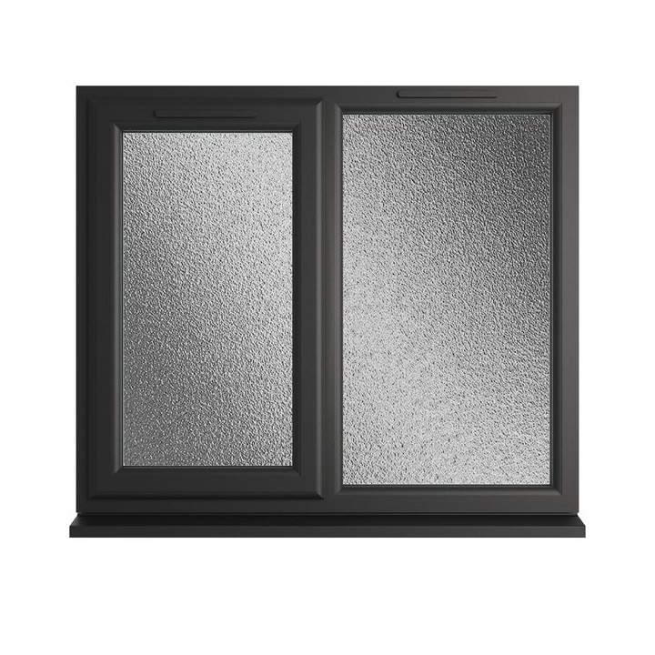Crystal Triple Glazed uPVC Window Black/White Left Hung 1190mm x 965mm Obscure