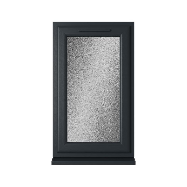 Crystal Triple Glazed uPVC Grey/White Window Right Hung 610mm x 1190mm Obscure