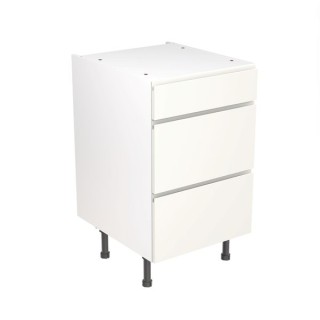 Flatpack Three Drawer Base Unit J-pull Ultra Matt White 500mm - FKKJ0541