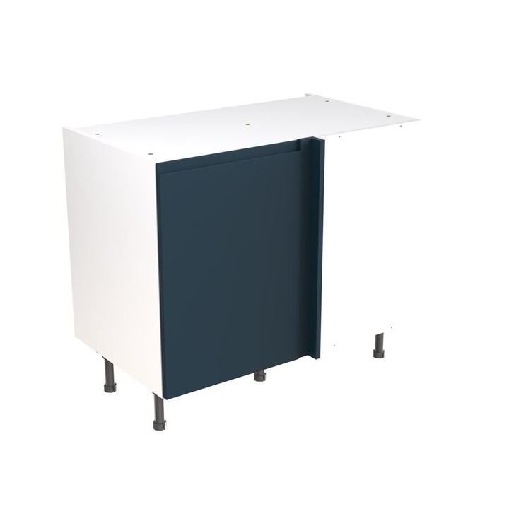 Flatpack 1000 Blind Corner Base Kitchen Cabinet J-Pull Shaker Ultra Matt Indigo Blue