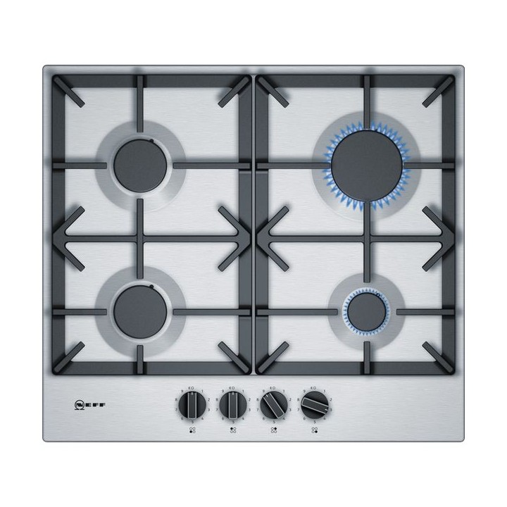 NEFF 60cm Gas Hob with Cast Iron Supports Stainless Steel - T26DS49N0