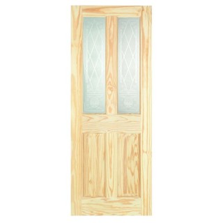 Pine Victorian Burns 2 Panel Light Glazed Internal Door 1981mm x 762mm x 35mm