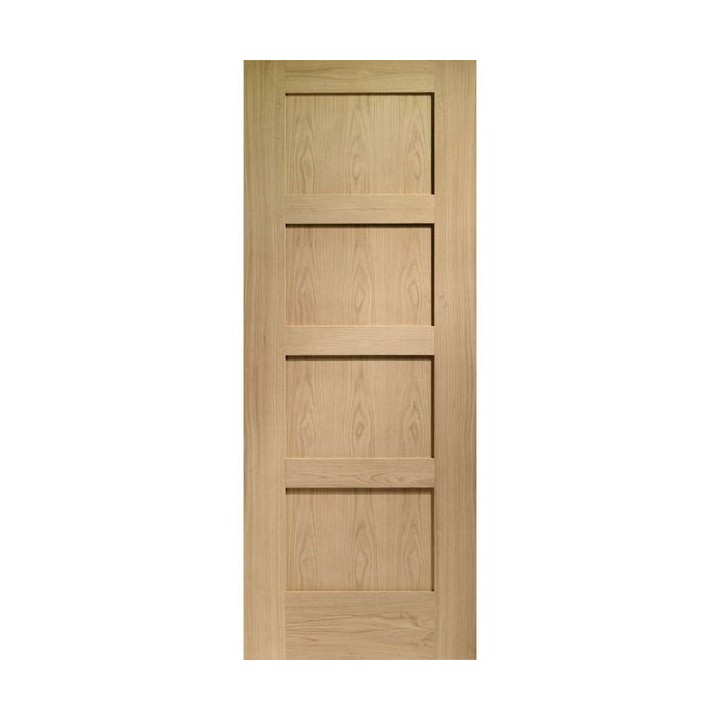 XL SHAKER OAK PRE FINISHED 4 PANEL DOOR 1981 X 762 X 35MM