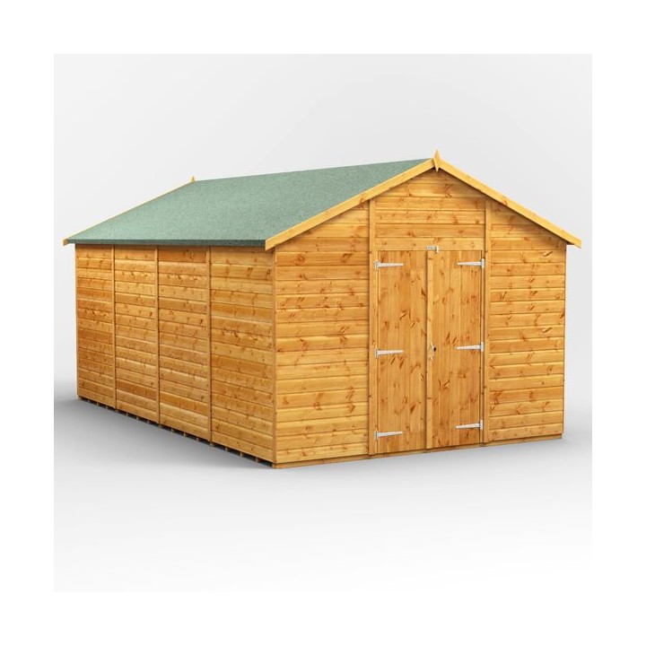16 x 10 Power Apex Windowless Double Door Shed