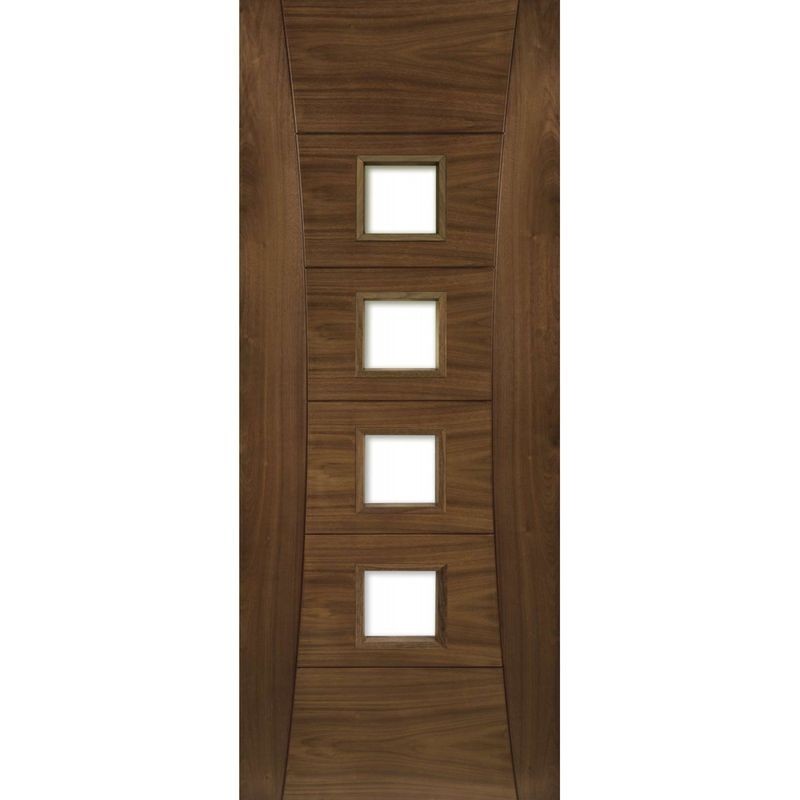 Deanta Pamplona Prefinished Walnut Glazed Fire Door 30m 1981mm x 838mm x 45mm