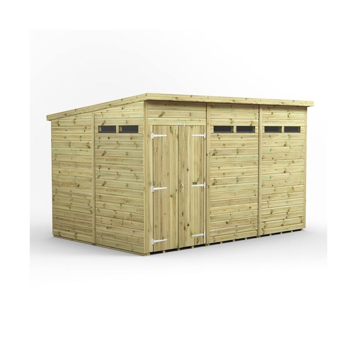 12x8 Premium Powersheds Security Pent Double Doors