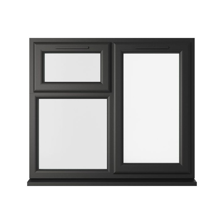 Crystal Double Glazed uPVC Window Black/White Right Hung 1115mm x 1190mm Clear