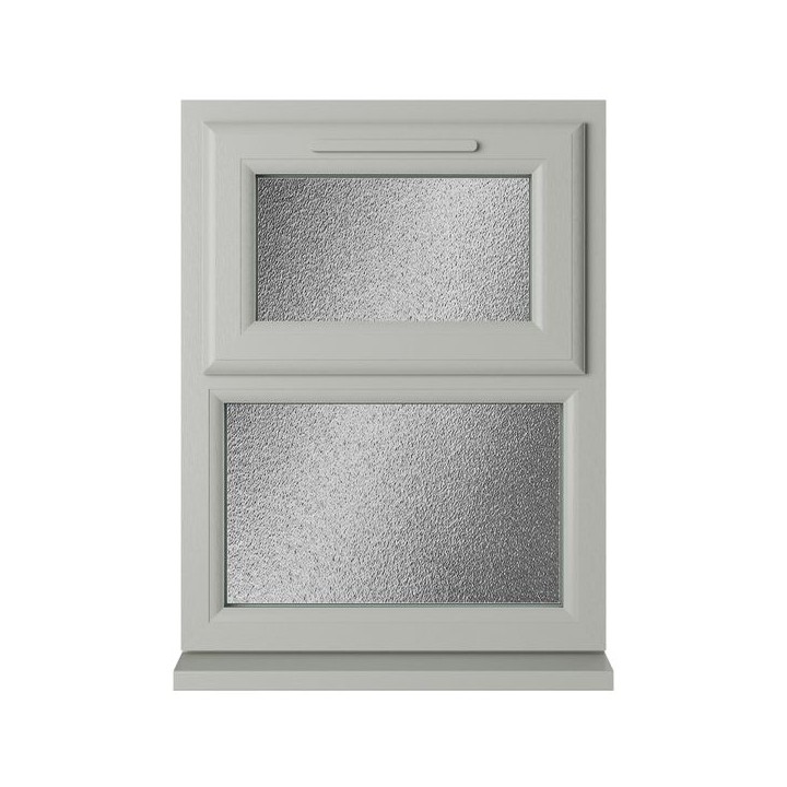 Crystal Triple Glazed uPVC Window Agate/White Top Hung 905mm x 1115mm Obscure