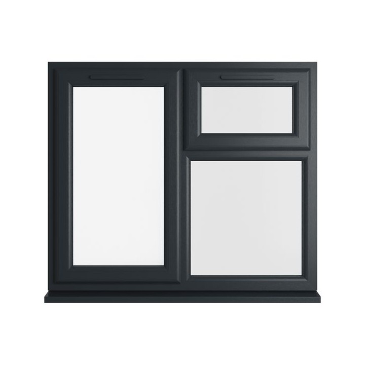 Crystal Triple Glazed uPVC Grey/White Window Left & Top Hung 1190mm x 1115mm Clear