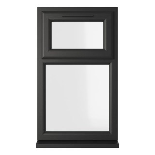 Crystal Triple Glazed uPVC Window Black/White Top Hung 610mm x 1190mm Clear