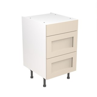 Flatpack Three Drawer Base Unit Shaker Ultra Matt Cashmere 500mm - FKKH0641