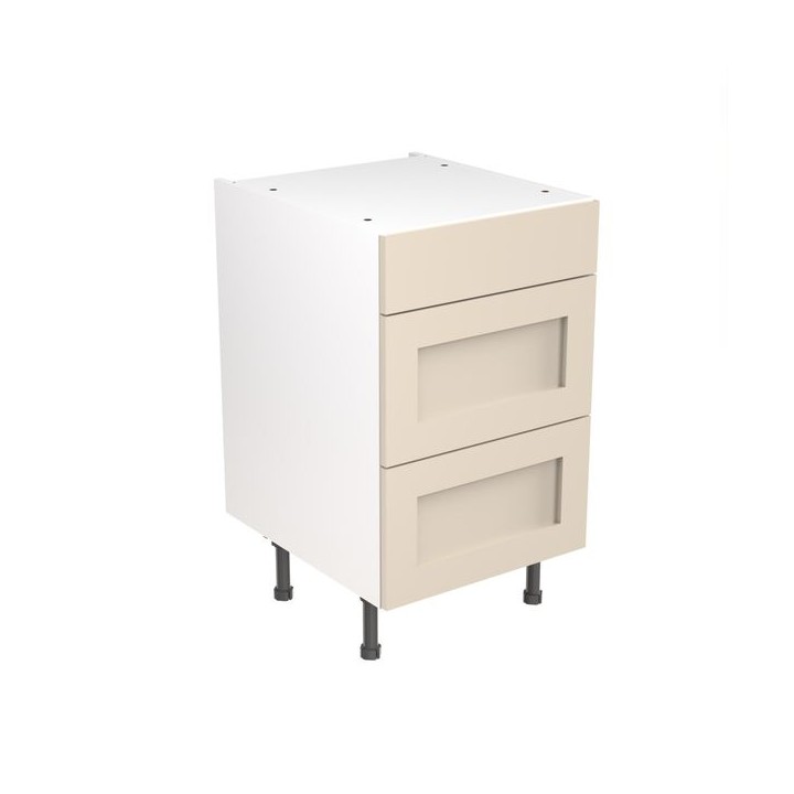 Flatpack Three Drawer Base Unit Shaker Ultra Matt Cashmere 500mm - FKKH0641