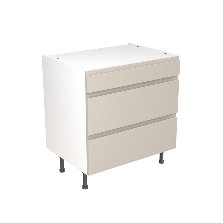 Flatpack Three Drawer Base Unit J-pull Super Gloss Light Grey 800mm - FKKJ0207