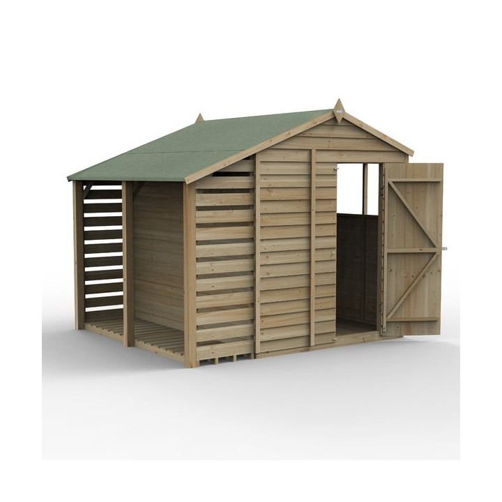 4LIFE Apex Shed 6 x 8 - Single Door - 2 Windows - with LEAN-TO