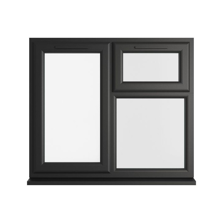 Crystal Triple Glazed uPVC Window Black/White Left Hung 1190mm x 965mm Clear