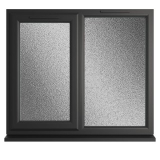 Crystal Double Glazed uPVC Window Black/White Left Hung 1040mm x 1190mm Obscure