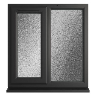 Crystal Double Glazed uPVC Window Black/White Left Hung 965mm x 905mm Obscure