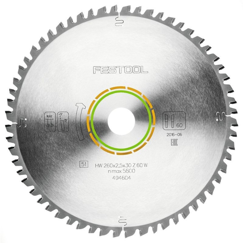 Festool 500124 KS60 36 Tooth Universal 2.3mm Tct Saw Blade for KS60 216 x 30mm Diameter