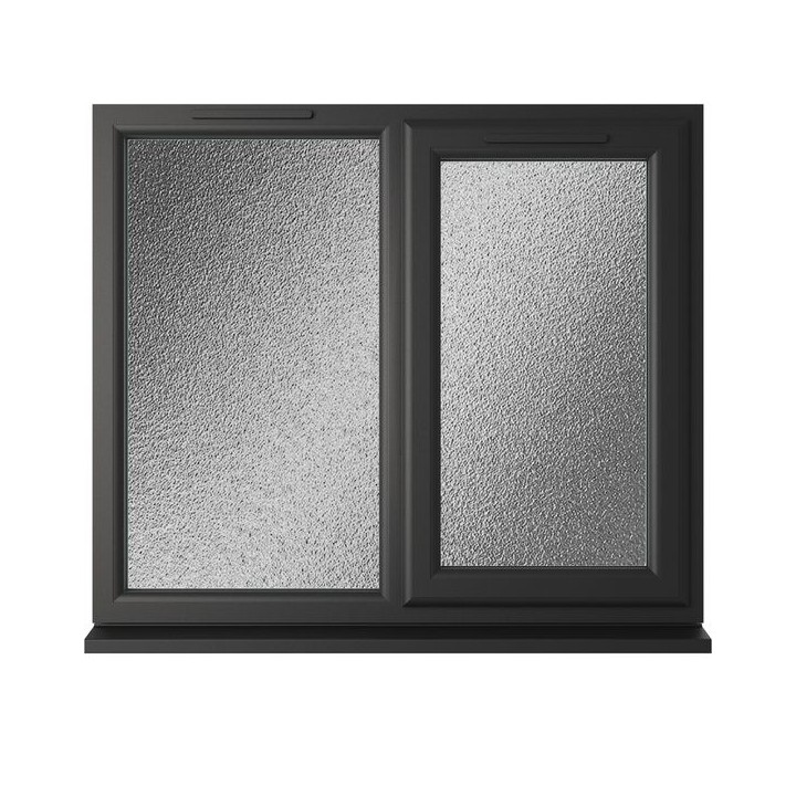 Crystal Triple Glazed uPVC Window Black/White Right Hung 1190mm x 1190mm Obscure