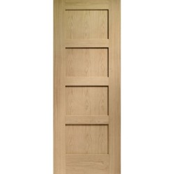 XL SHAKER OAK PRE FINISHED 4 PANEL DOOR 1981 X 762 X 35MM