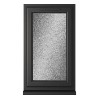 Crystal Triple Glazed uPVC Window Black/White Right Hung 610mm x 1040mm Obscure