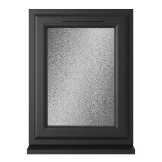 Crystal Triple Glazed uPVC Window Black/White Left Hung 610mm x 820mm Obscure