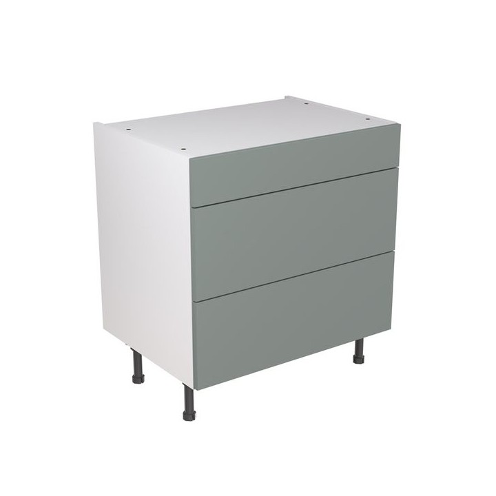 Flatpack 800 3 Drawer Base Kitchen Cabinet Slab Supermatt Agave Green