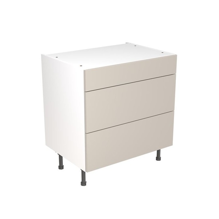 Flatpack 800 3 Drawer Base Kitchen Cabinet Value Slab Standard Matt Light Grey
